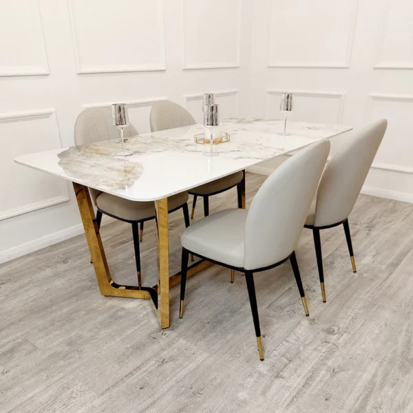 Lucien 1.8 Gold Dining Table with Pandora Gold Sintered Stone Top - Image 2