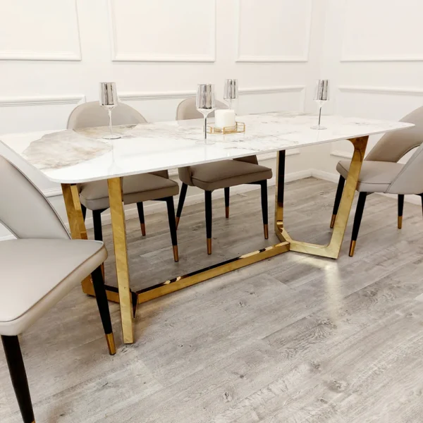 Lucien 1.8 Gold Dining Table with Pandora Gold Sintered Stone Top - Image 3