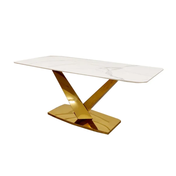 Valeo Gold 1.8 Dining Table with Polar White Sintered Stone Top - Image 4