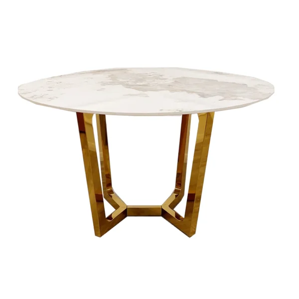 Lucien Gold 1.2 Round Dining Table with Sintered Stone Top - Image 4