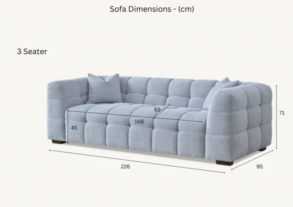 Aluxo Tribeca 3 Seater Sofa in Pearl Boucle Fabric - Image 4