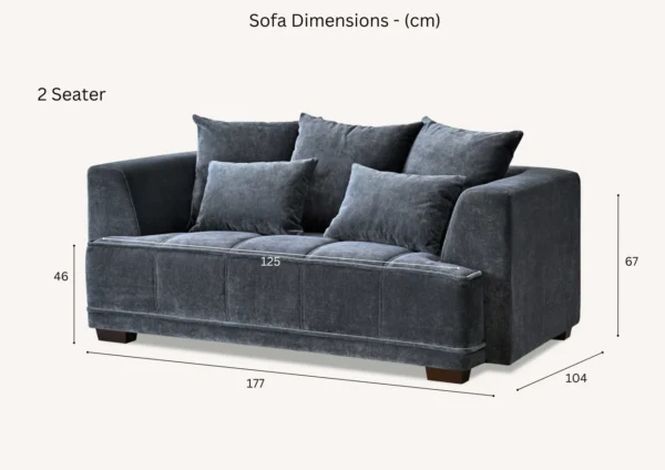 Aluxo Gramercy 2 Seater in Steel Velvet - Image 4