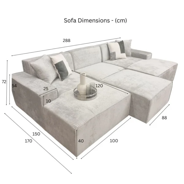 Atlanta Modula Sofa - U Shape Combination With Stool - Image 6