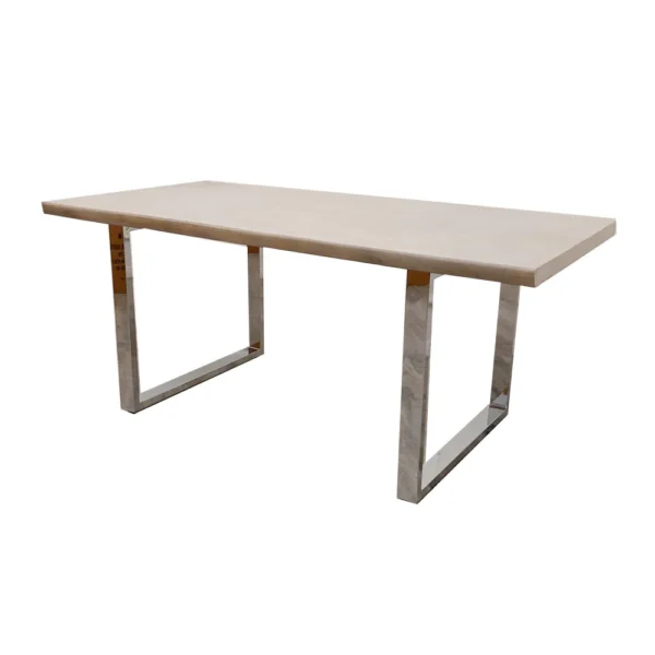 Freya 1.8 Dining Table Solid Light Pine wood with Chrome Metal Legs - Image 3