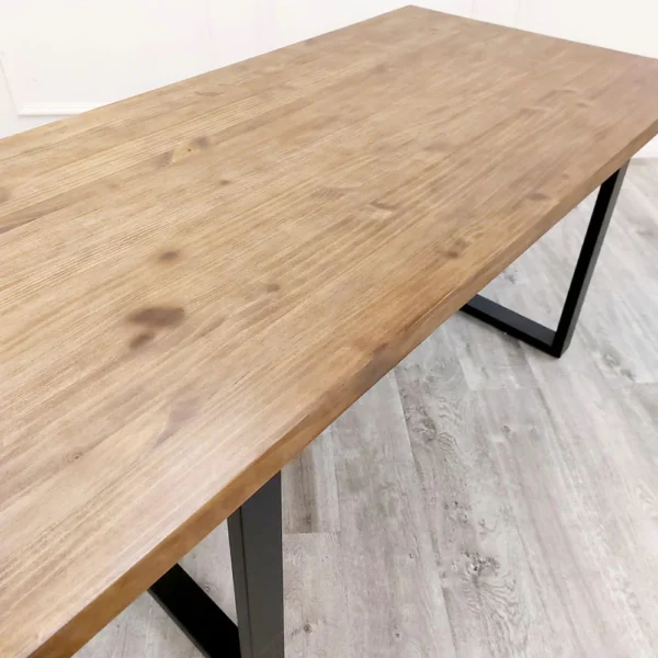 Freya 1.8 Dining Table Solid Dark Pine wood with Matt Black Metal Legs - Image 4