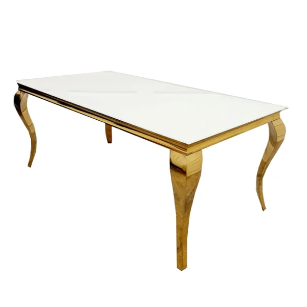 Louis Gold Dining Table White Marble Top - Image 4