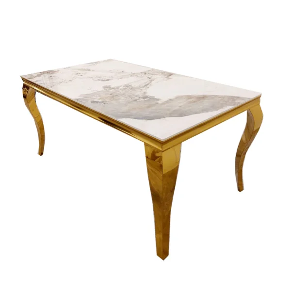 Louis Gold Dining Table Pandora Marble Top - Image 3