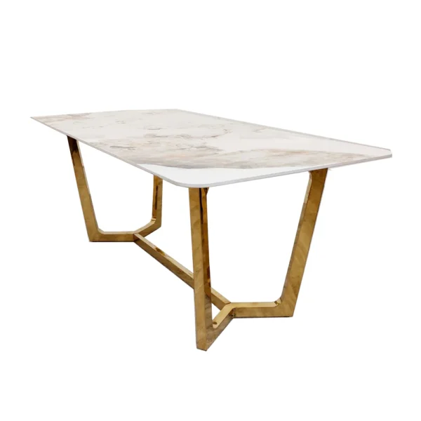 Lucien 1.8 Gold Dining Table with Pandora Gold Sintered Stone Top - Image 6