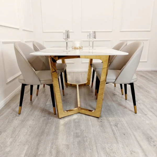 Lucien 1.8 Gold Dining Table with Pandora Gold Sintered Stone Top - Image 4