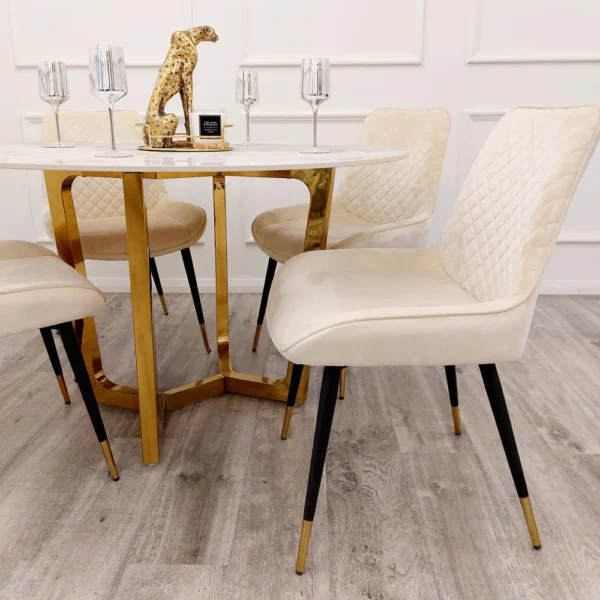 Lucien Gold 1.2 Round Dining Table with Sintered Stone Top - Image 2