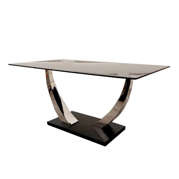 Venus 1.6 Chrome Dining Table with Black Sintered Stone Top - Image 5