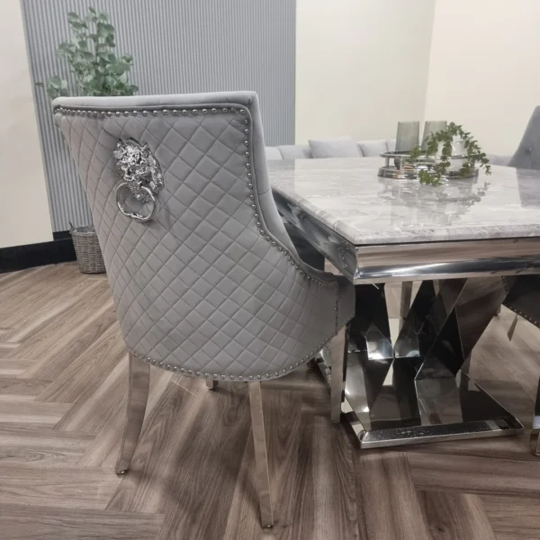 Bentley Chrome Dining Chair In Dark Grey