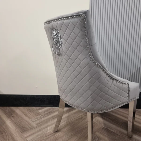 Bentley Chrome Dining Chair In Dark Grey - Image 2