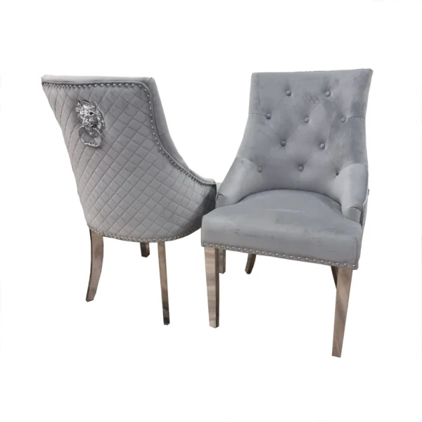 Bentley Chrome Dining Chair In Dark Grey - Image 3