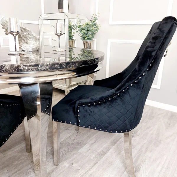 Bentley Chrome Dining Chair In Black velvet - Image 4