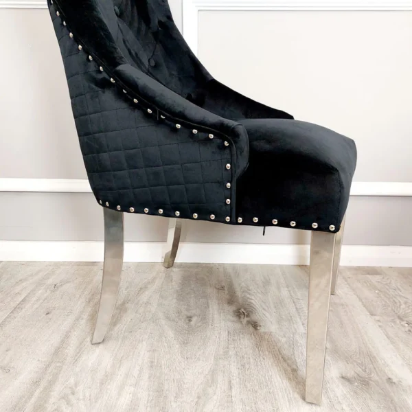 Bentley Chrome Dining Chair In Black velvet - Image 2