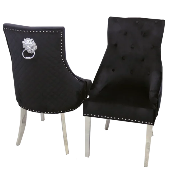 Bentley Chrome Dining Chair In Black velvet - Image 3