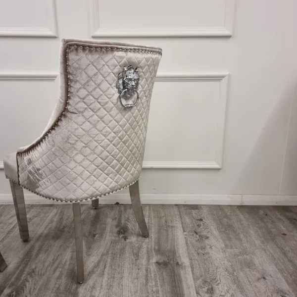 Bentley Chrome Dining Chair In Beige Velvet - Image 2