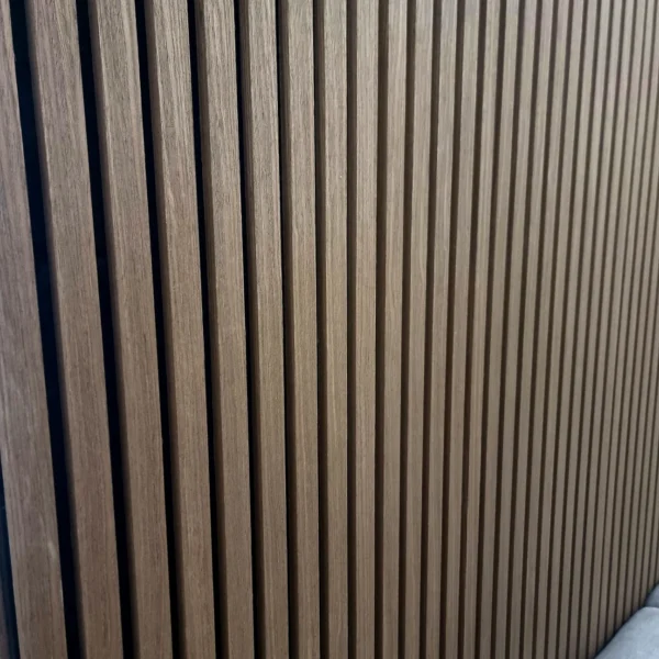 Real Wood Acoustic Slatted Wall Panels In Dark Oak