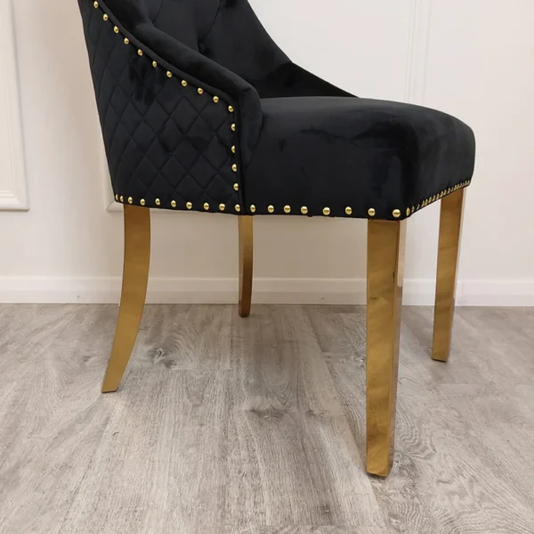 Bentley Black Dining Chair with Gold legs - Image 2