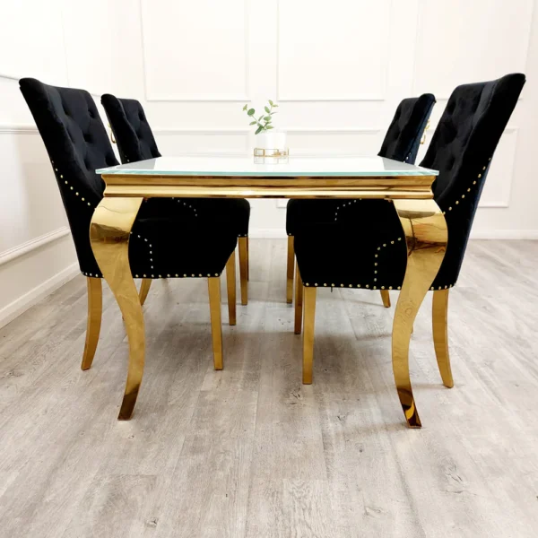 Bentley Black Dining Chair with Gold legs - Image 3