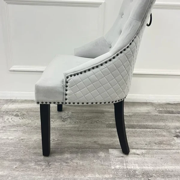 Bentley Black Leg Dining Chair in Light Grey - Image 2