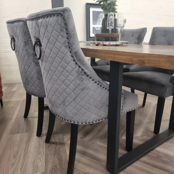 Bentley Black Leg Dining Chair In Dark Grey