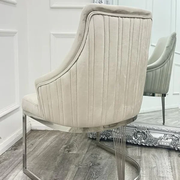 Chelmsford Velvet Dining Chair Silver Frame - Image 2