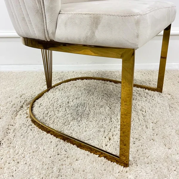 Chelmsford Velvet Dining Chair Gold Frame - Image 2