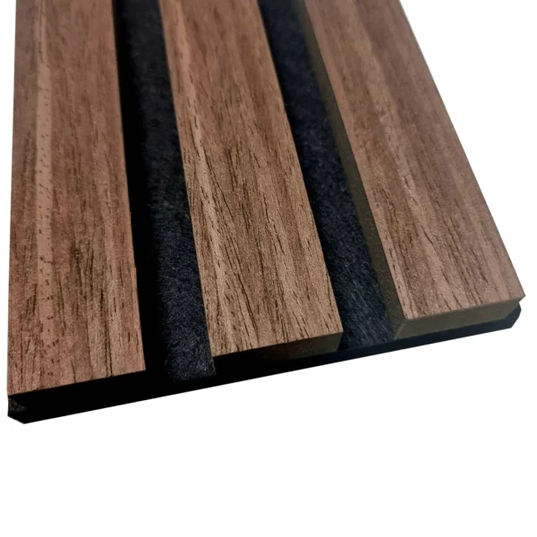 Real Wood Acoustic Slatted Wall Panels In Dark Oak - Image 2