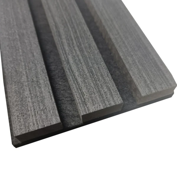 Real Wood Acoustic Slatted Wall Panels In Charcoal Black