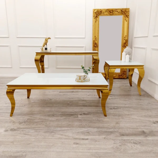 Louis Gold Coffee Table White marble