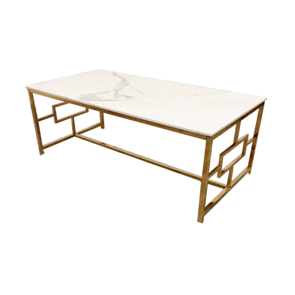 Geo Gold Coffee Table with Polar White Sintered Top - Image 2