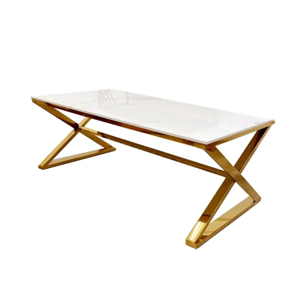 Zion Gold Coffee Table with Polar White Sintered Top - Image 4