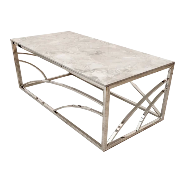 Stella Chrome Coffee Table with Stomach Ash Grey Sintered Top - Image 7